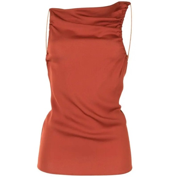 Christopher Esber One Shoulder Top Drape Cowl Neck Sleeveless Red US10 - Picture 1 of 10